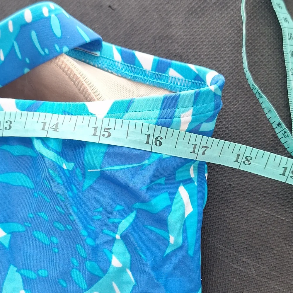 Avenue Tropical Blue One Piece Swim Dress Swimsuit